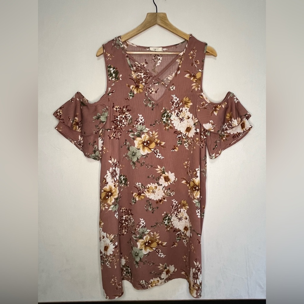 Oddy NEW Floral Cold Shoulder Dress Fairy Boho Cottage Garden Woman Size 2XL
